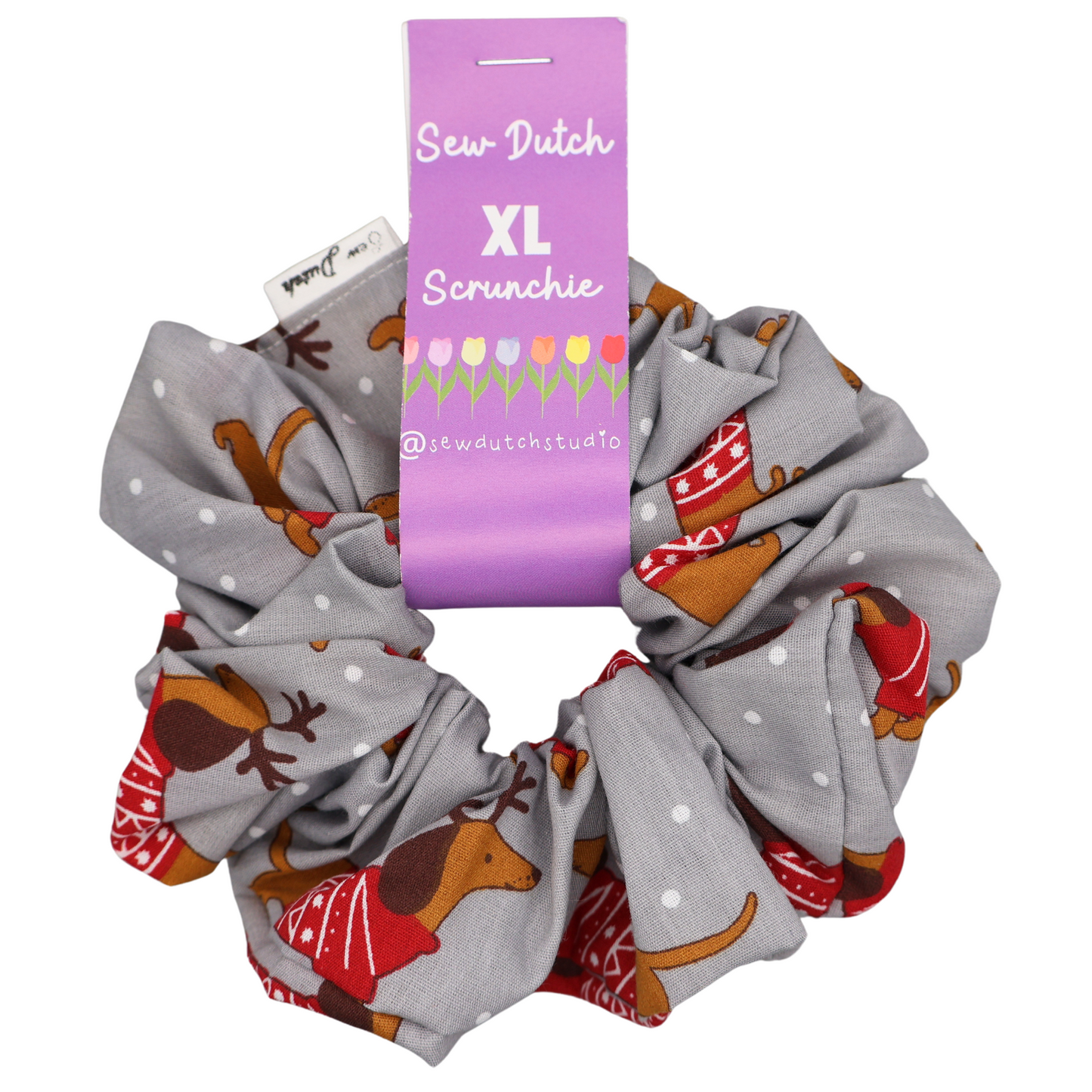 XL Xmas Sausage dogs scrunchie
