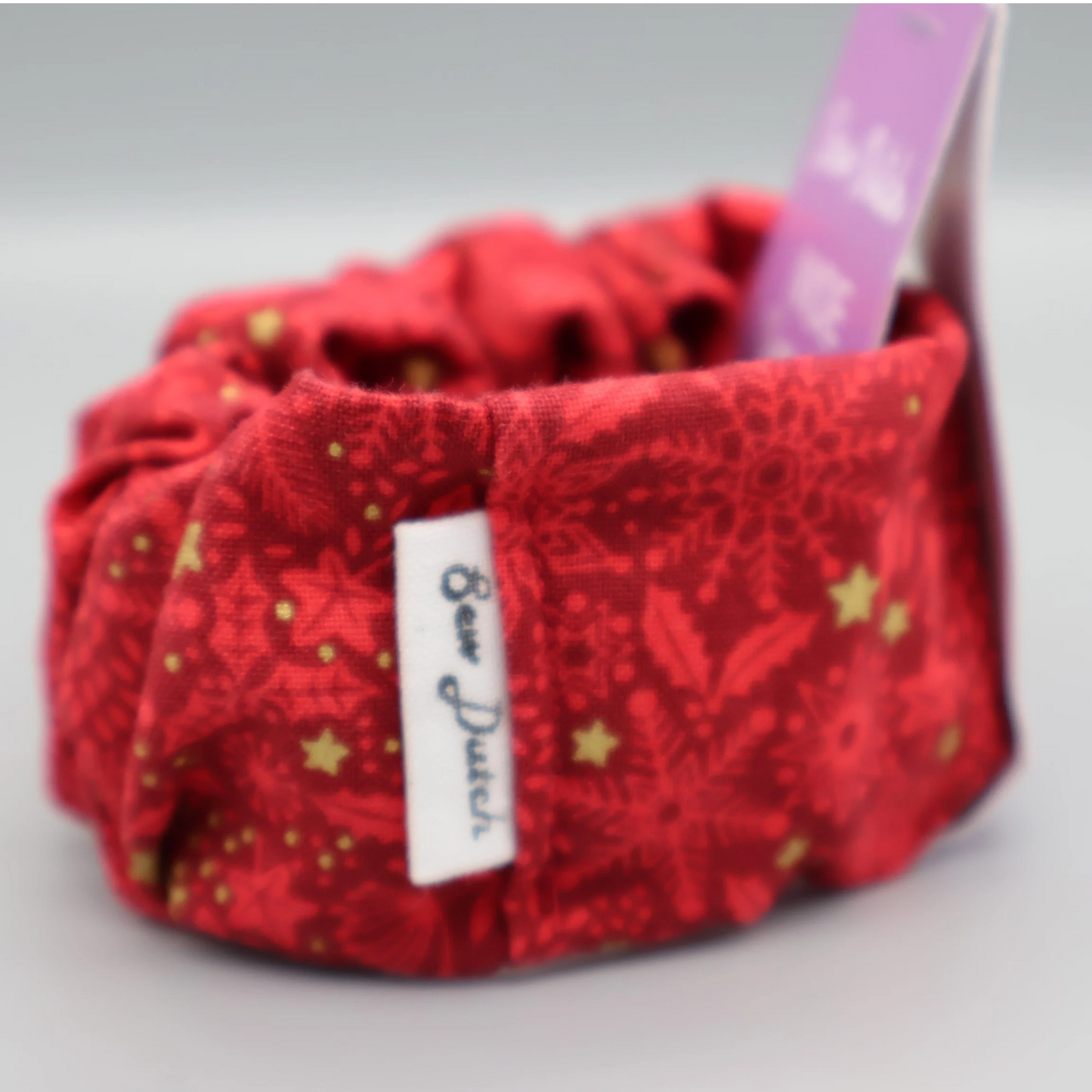 Wide elastic red festive scrunchie