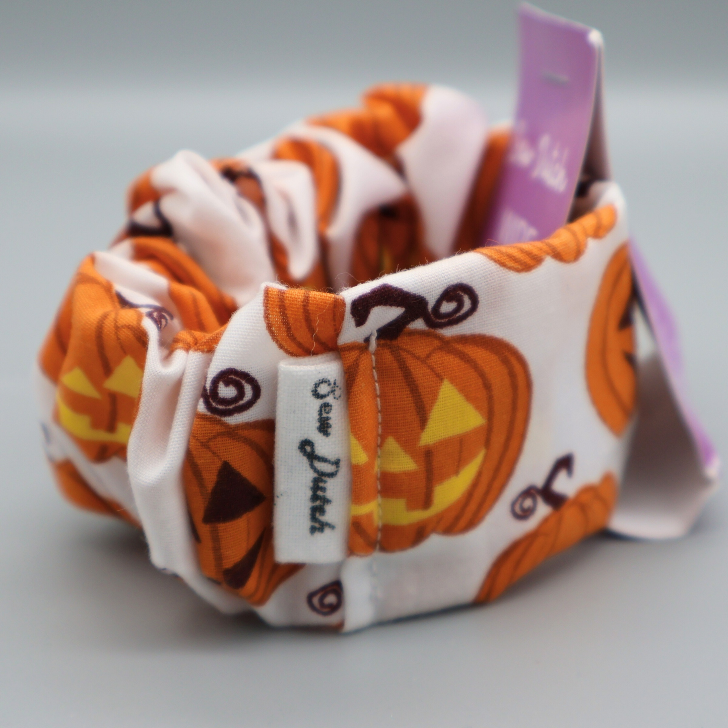 Wide elastic Haloween Pumpkins scrunchie