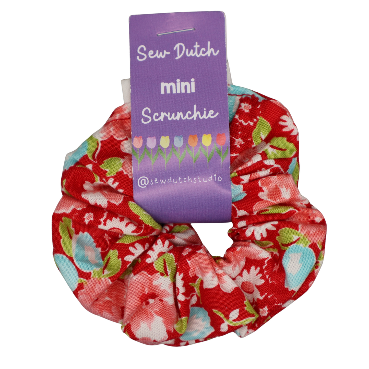 Mini Sakura red floral scrunchie
