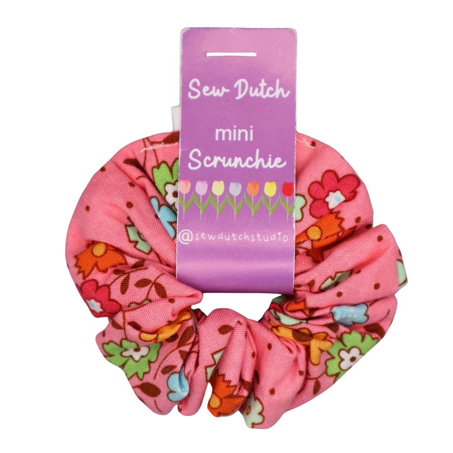 Mini pink daisy scrunchie