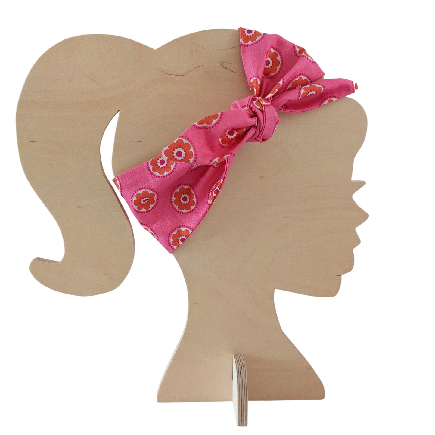 Retro Knotted Headband Pink Flower Power