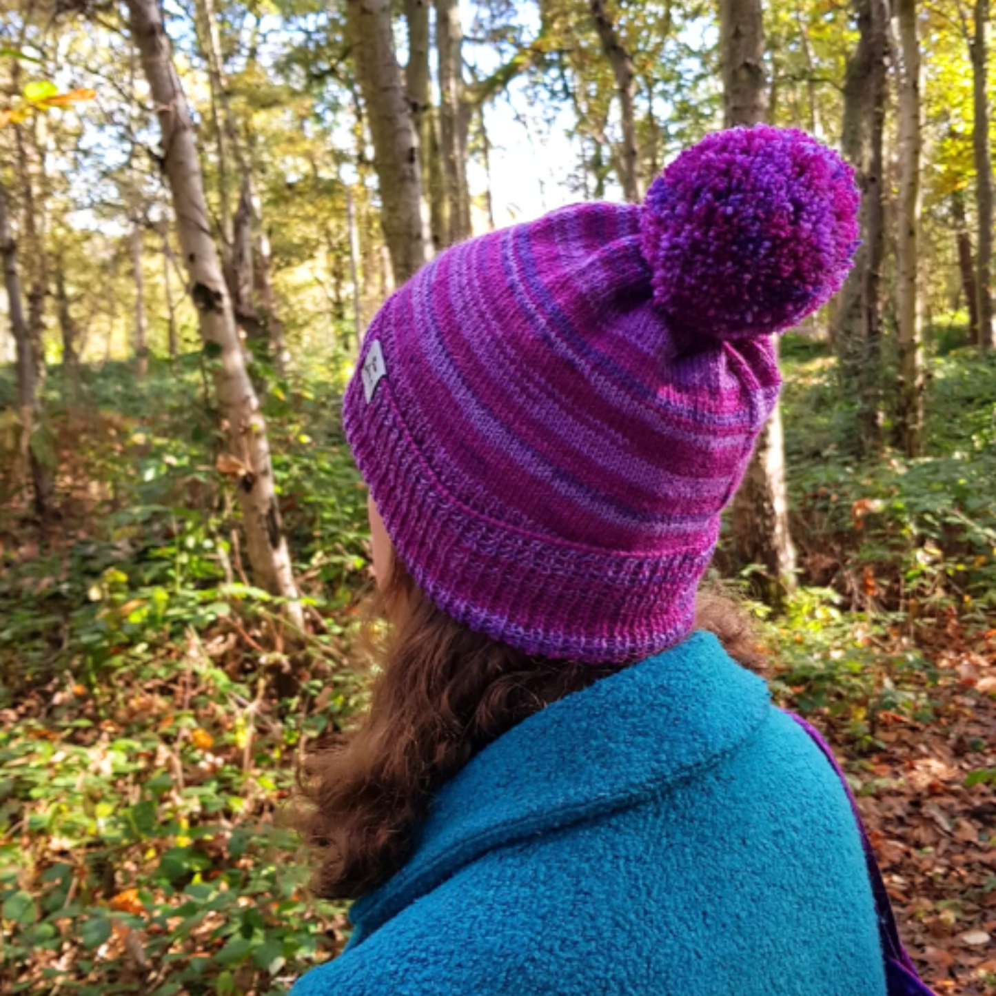 Pompom hat Rainbow stripes