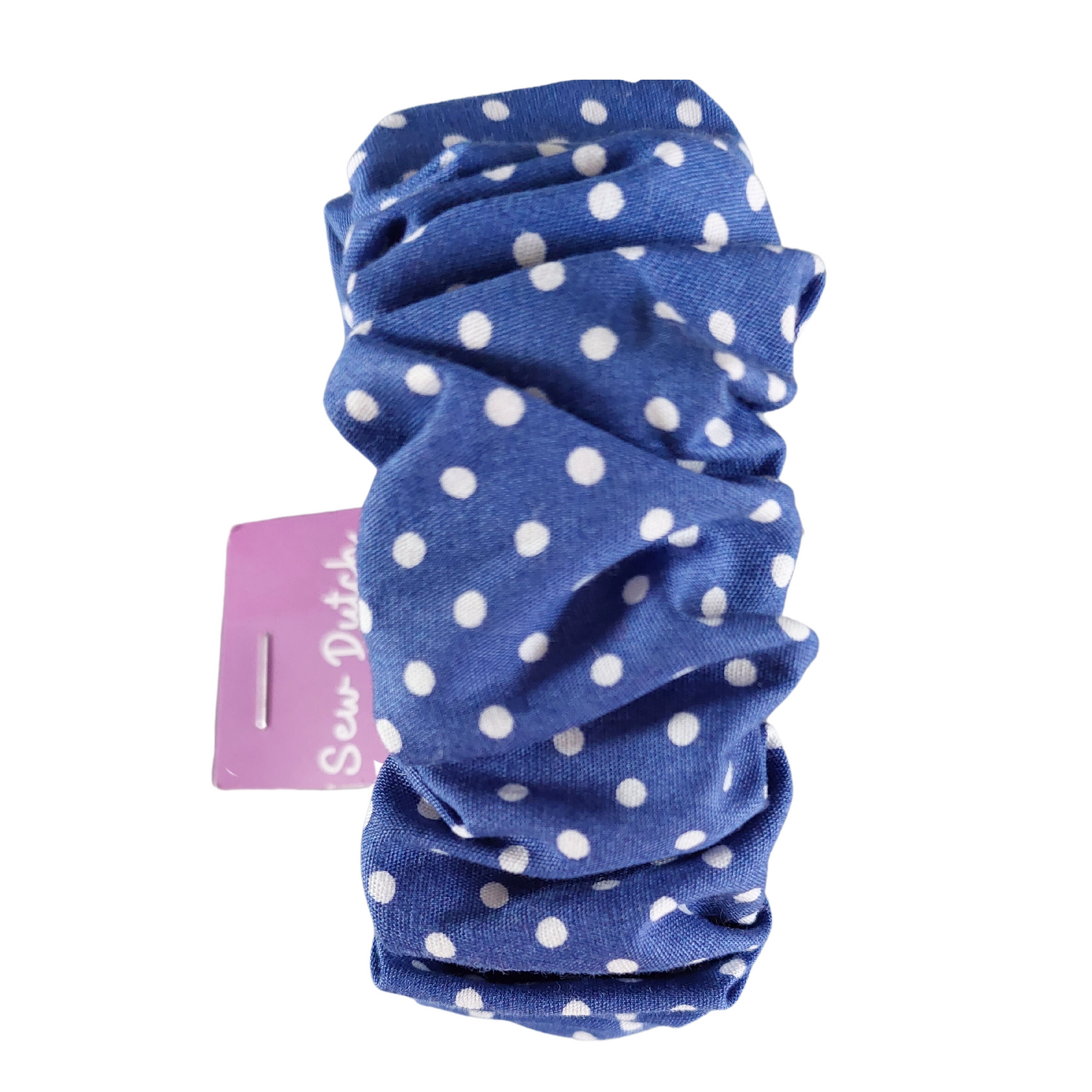 Wide elastic royal blue polka dots