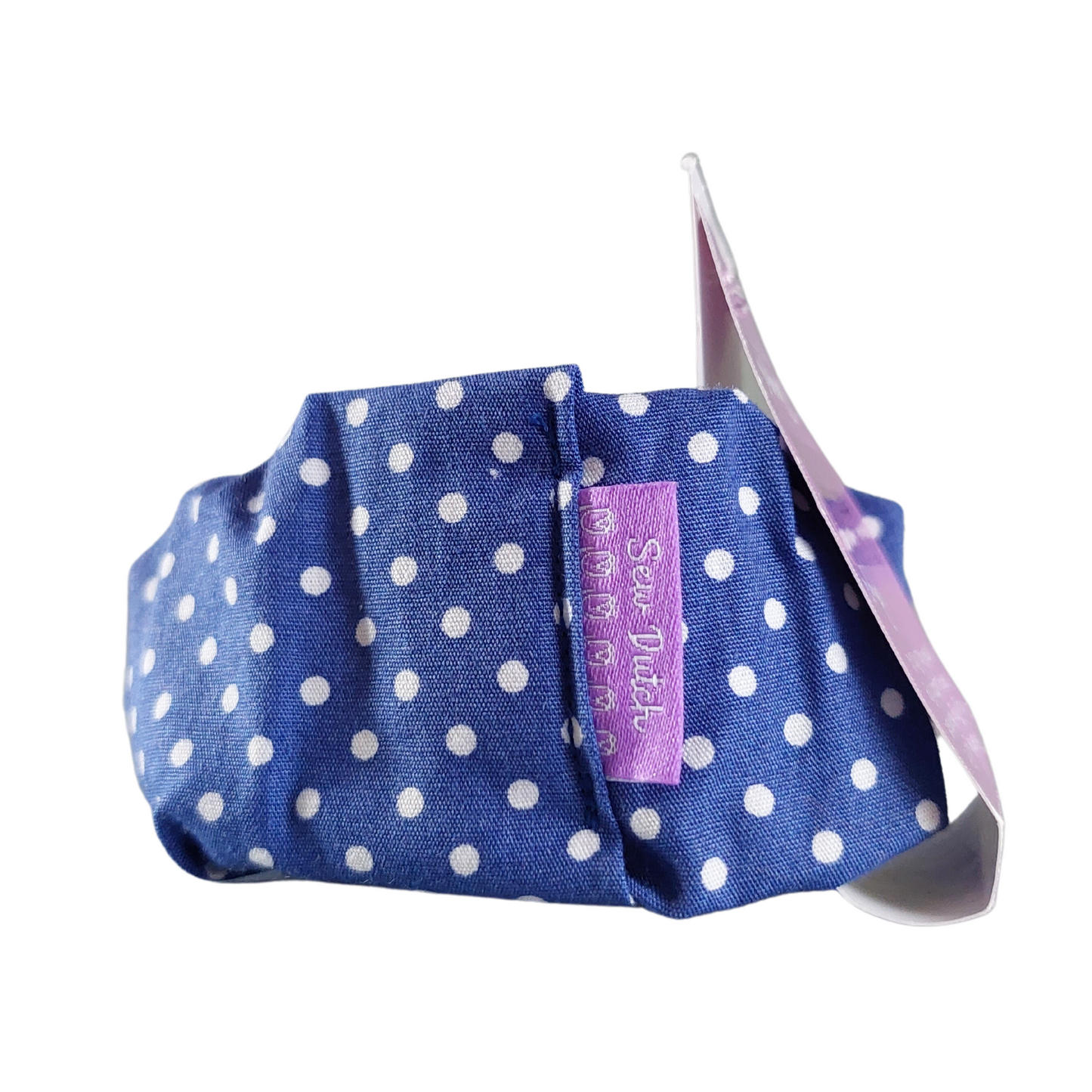 Wide elastic royal blue polka dots