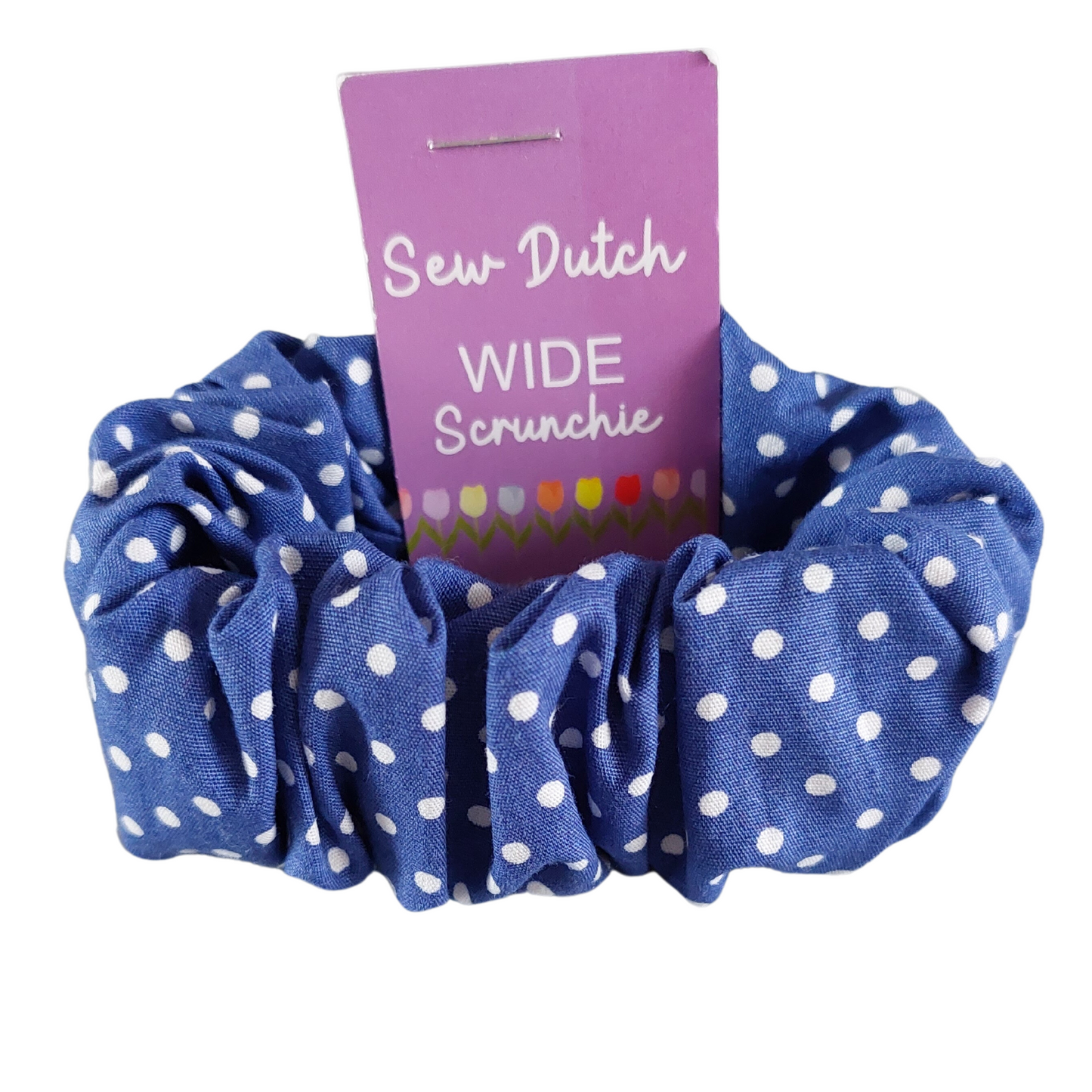 Wide elastic royal blue polka dots