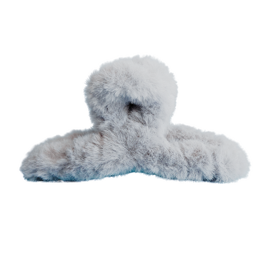 Grey Plush Hair Claw