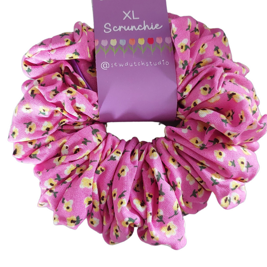 XL Summer Floral Pink Scrunchie