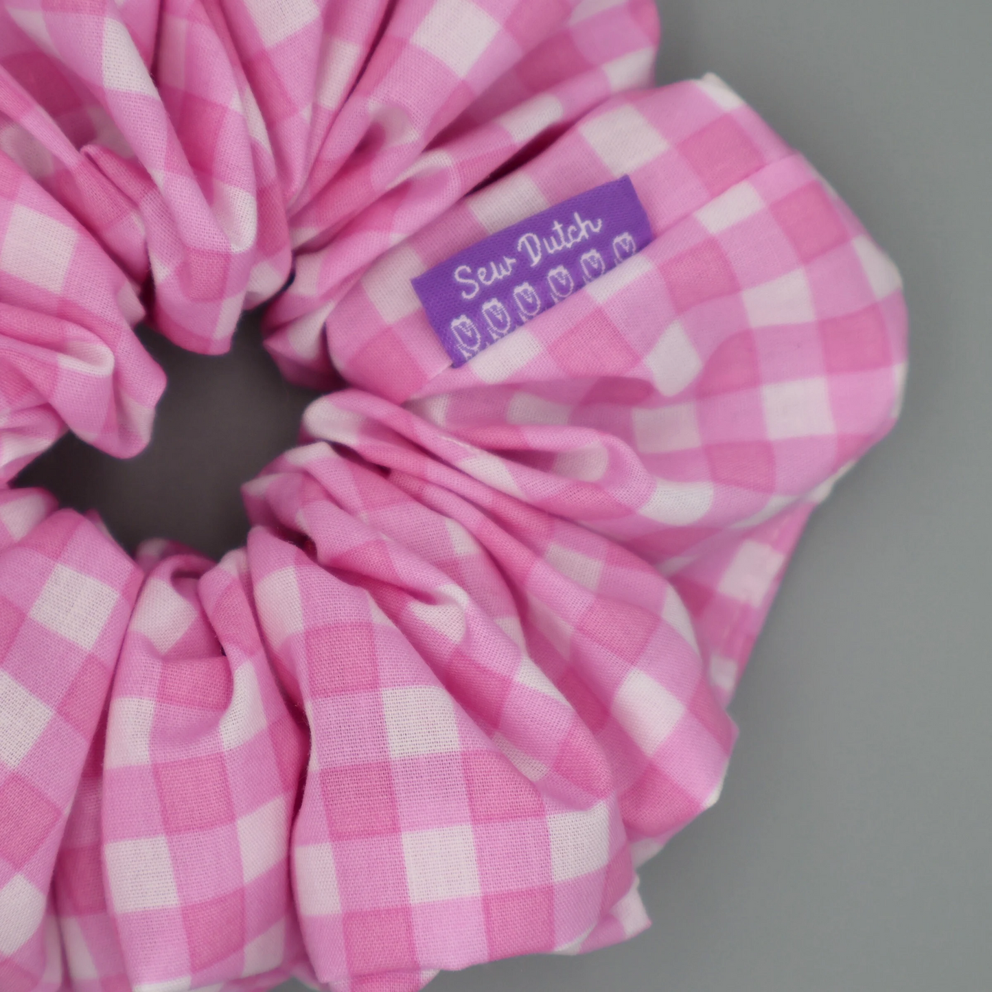 XL Picnic Gingham pink scrunchie