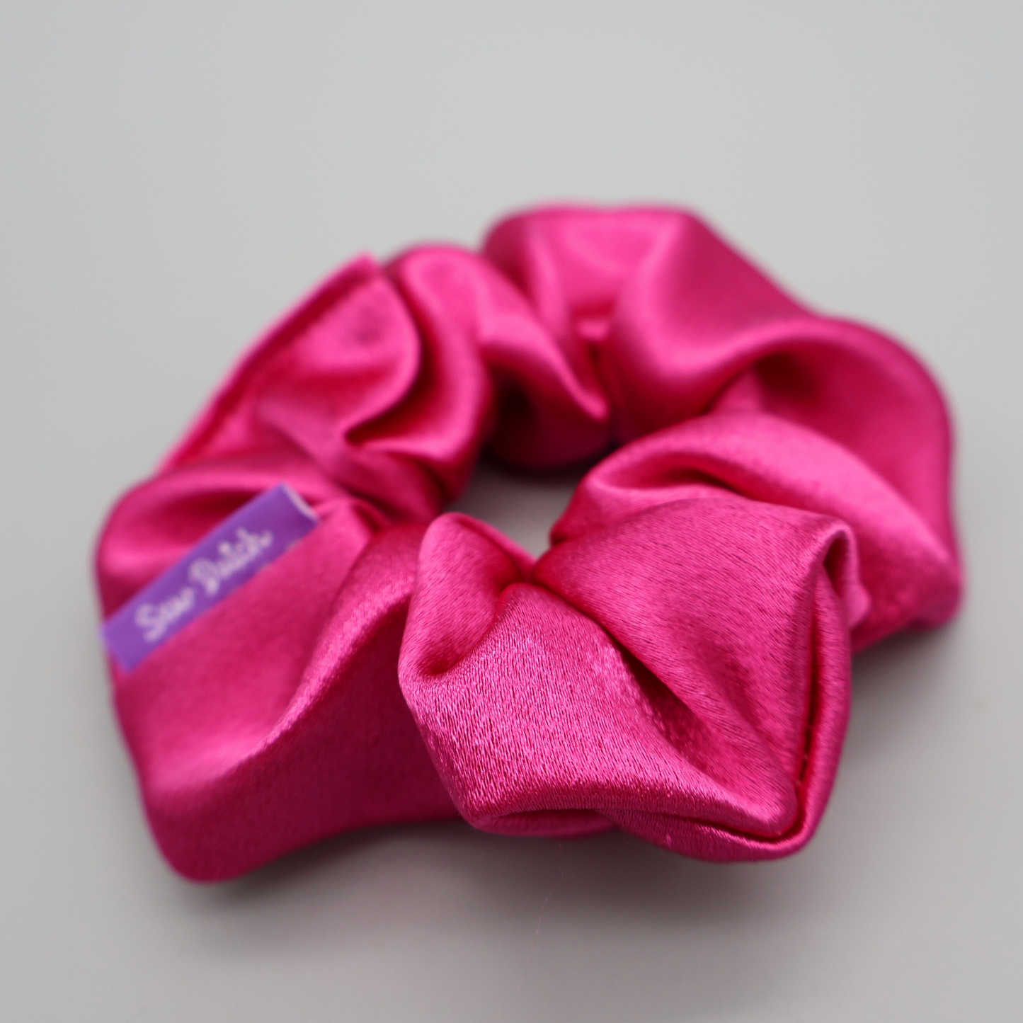 Mini Fuchsia Pink Satin scrunchie