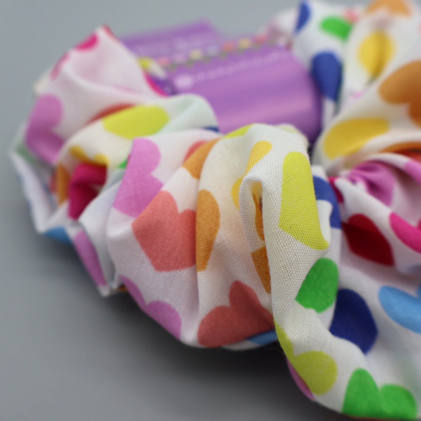 XL Rainbow Hearts scrunchie