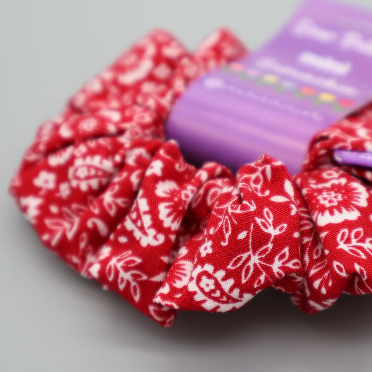 Mini red floral scrunchie