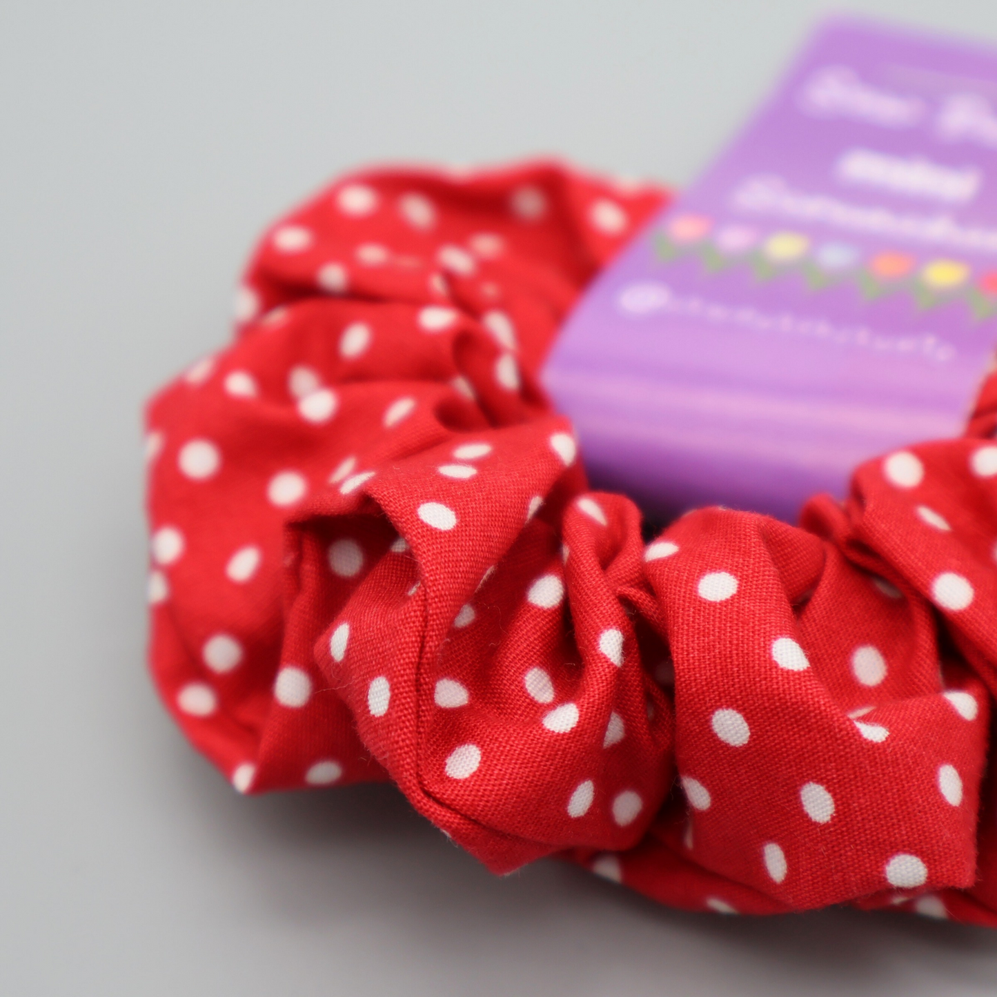 Mini red polka dots scrunchie