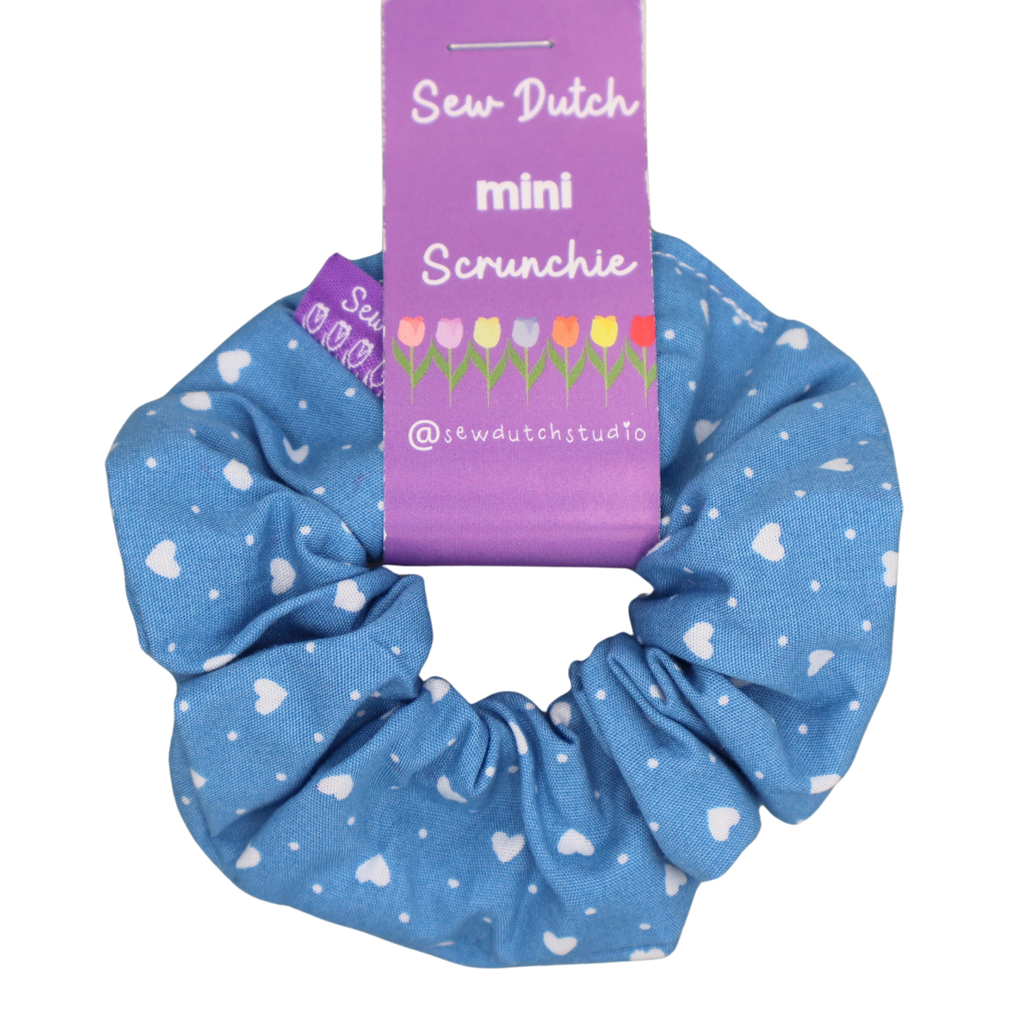 Mini scrunchie blue hearts