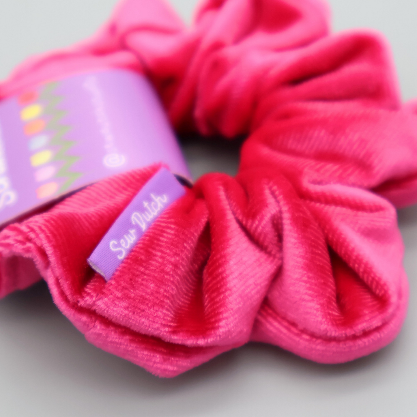 Mini velvet hot pink scrunchie