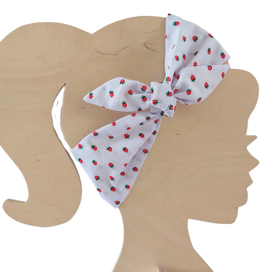 Retro Knotted Head Band Strawberry White