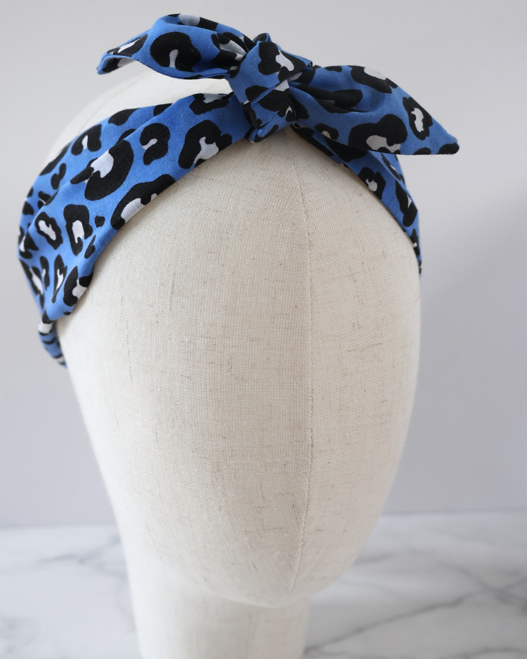 Retro Knotted Headband Leopard Blue