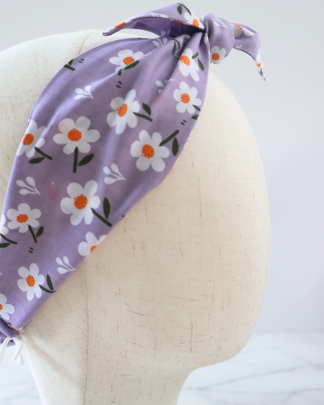 Retro Knotted Headband Large Daisy Lilac