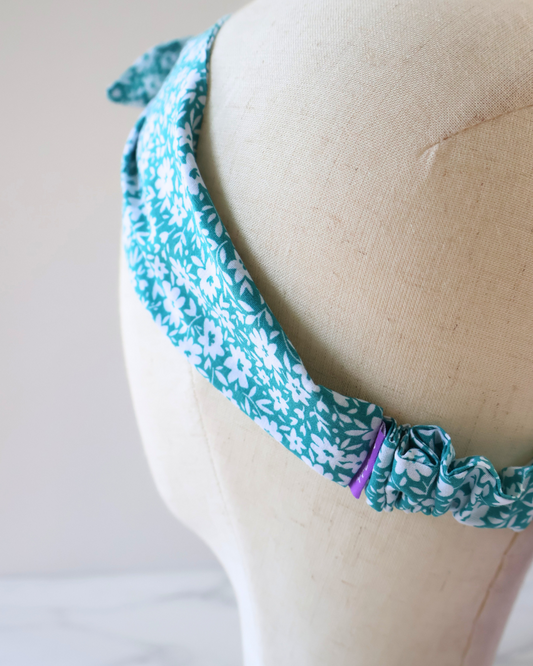 Retro Knotted Headband Floral Ditsy Turquoise