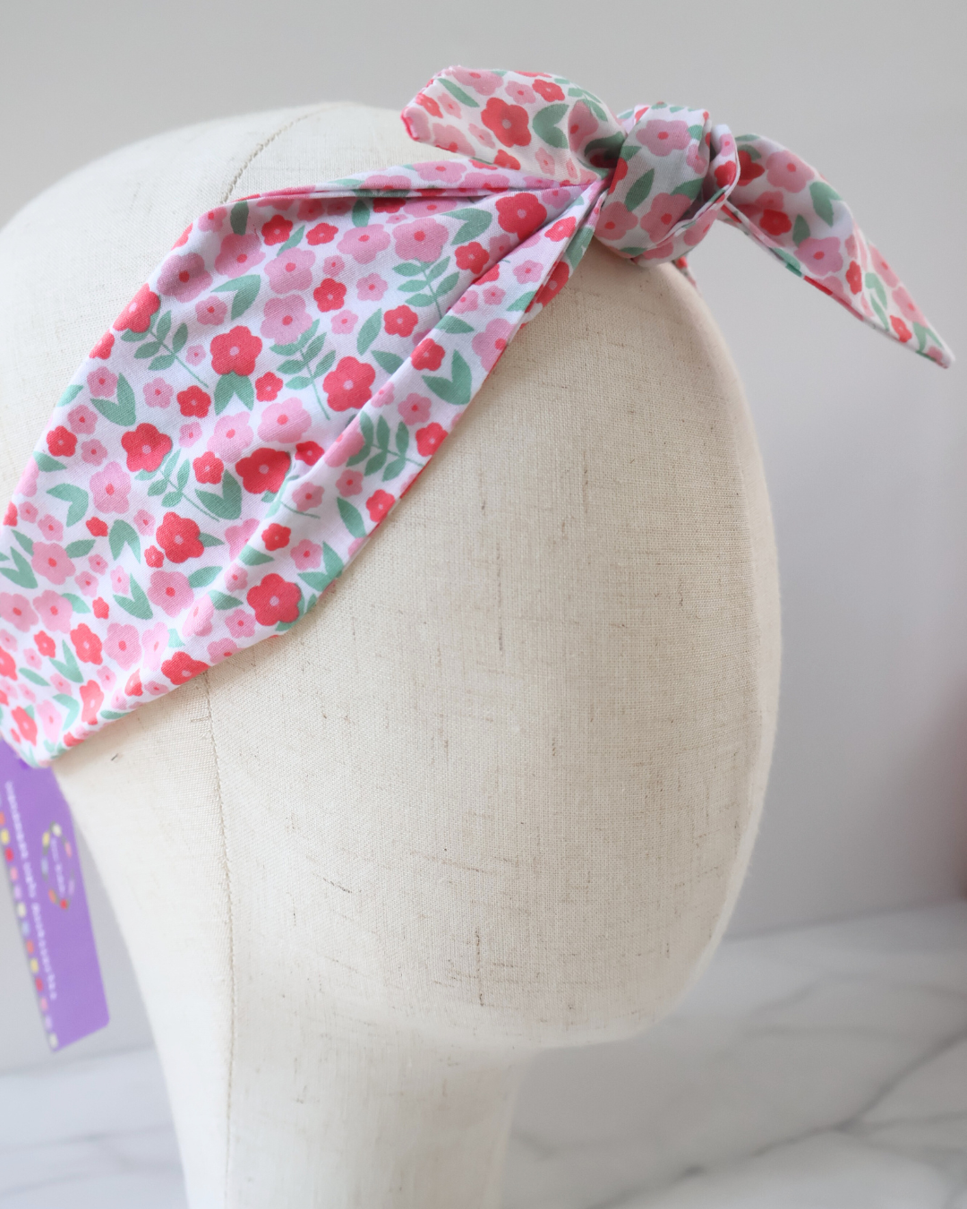 Retro Knotted Headband Florals Pink