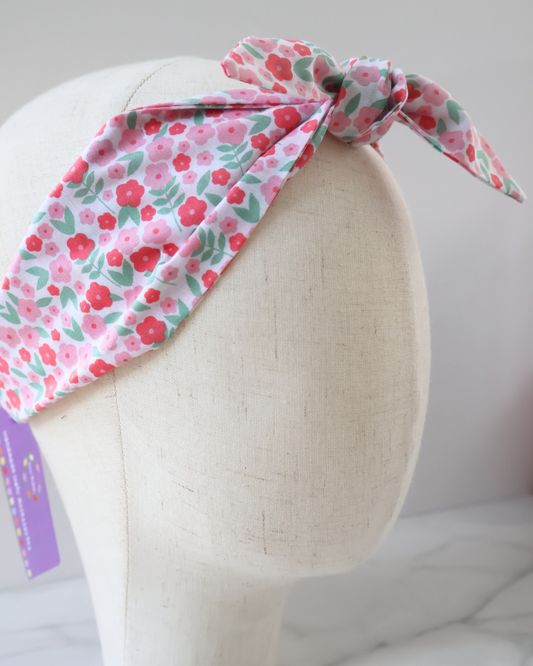 Retro Knotted Headband Florals Pink