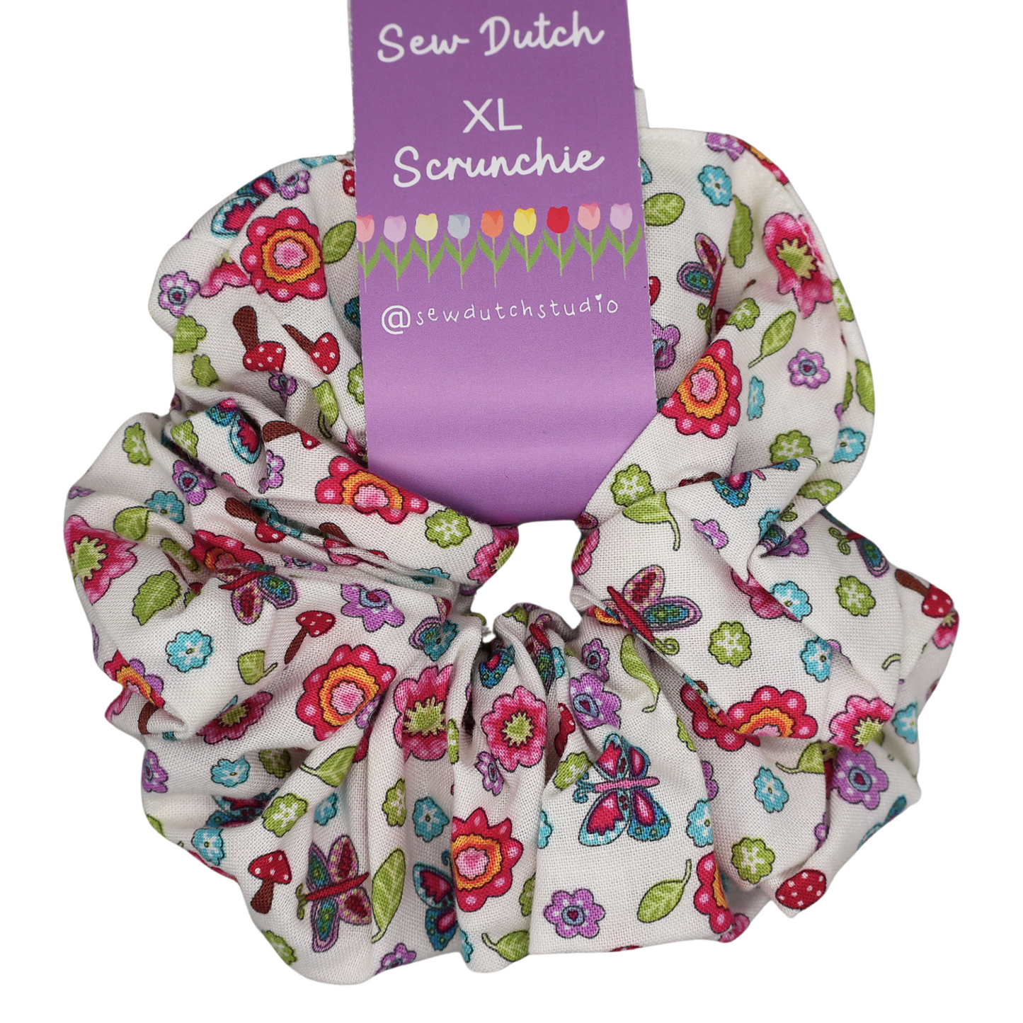 XL butterflies and toadstools scrunchie