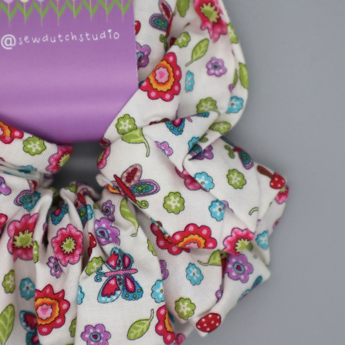XL butterflies and toadstools scrunchie