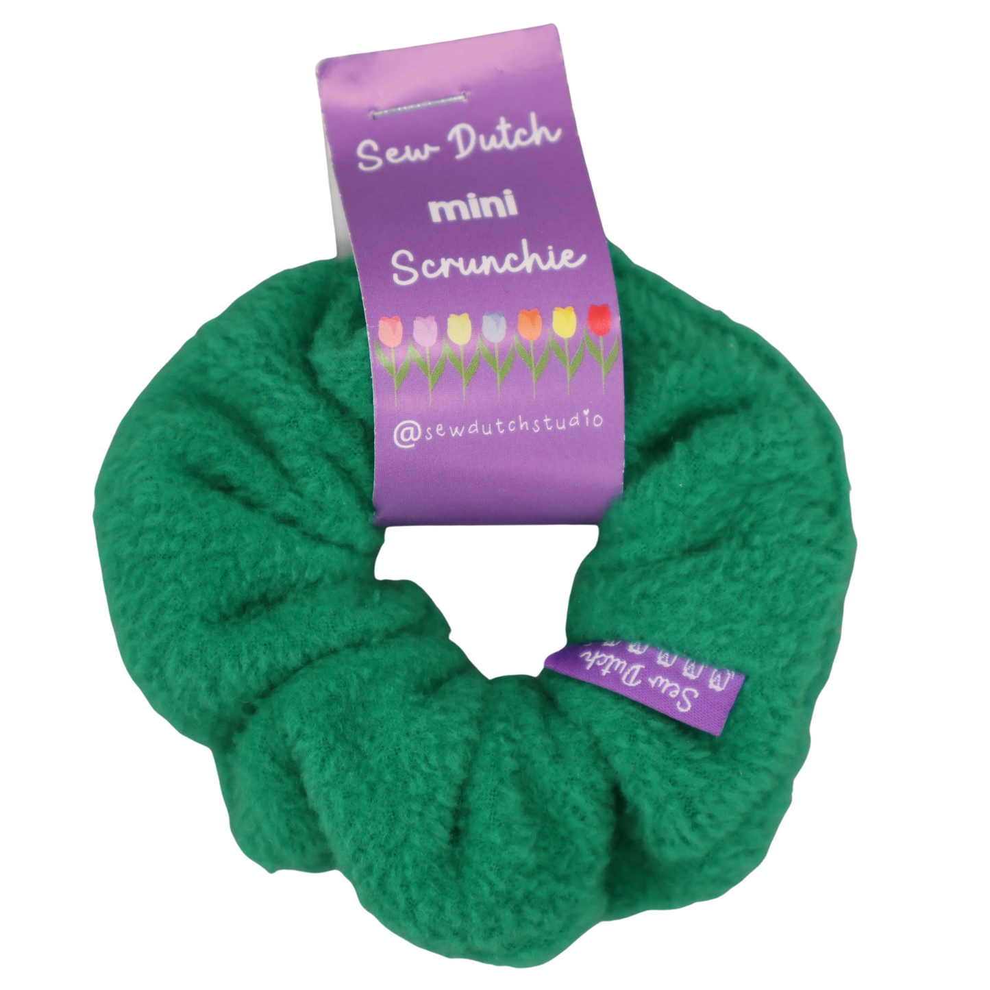 Mini green fleece scrunchie
