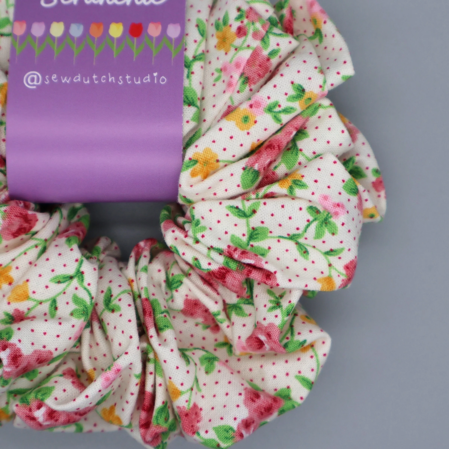 XL cream rose print scrunchie