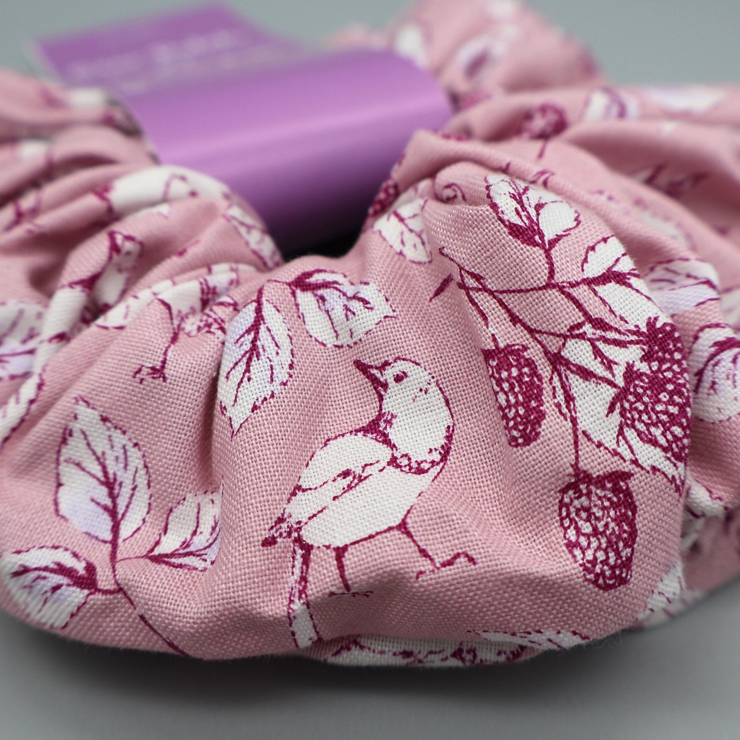 XL birds and berries print scrunchie