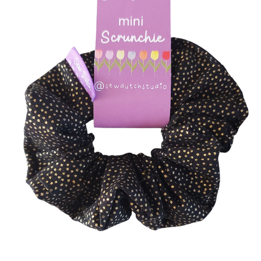 Mini scrunchie black gold glitter dots