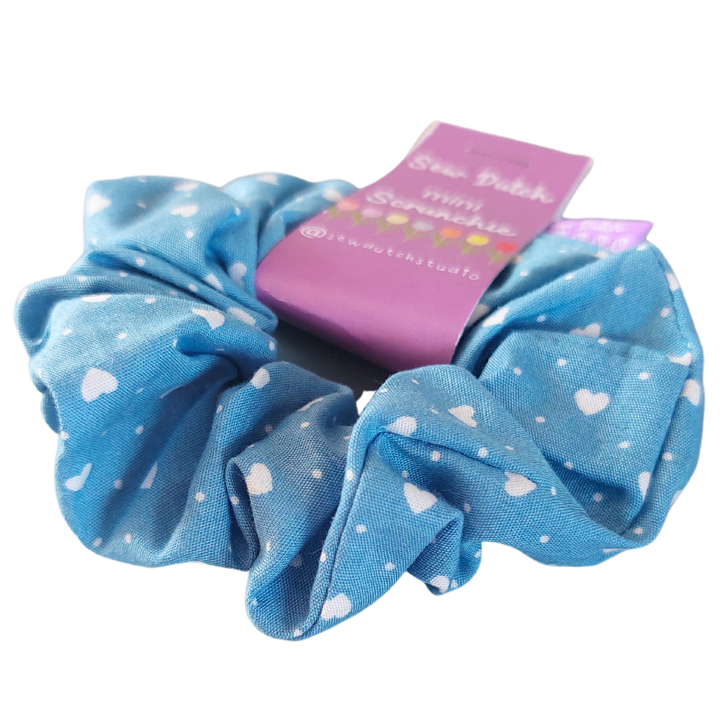 Mini scrunchie blue hearts
