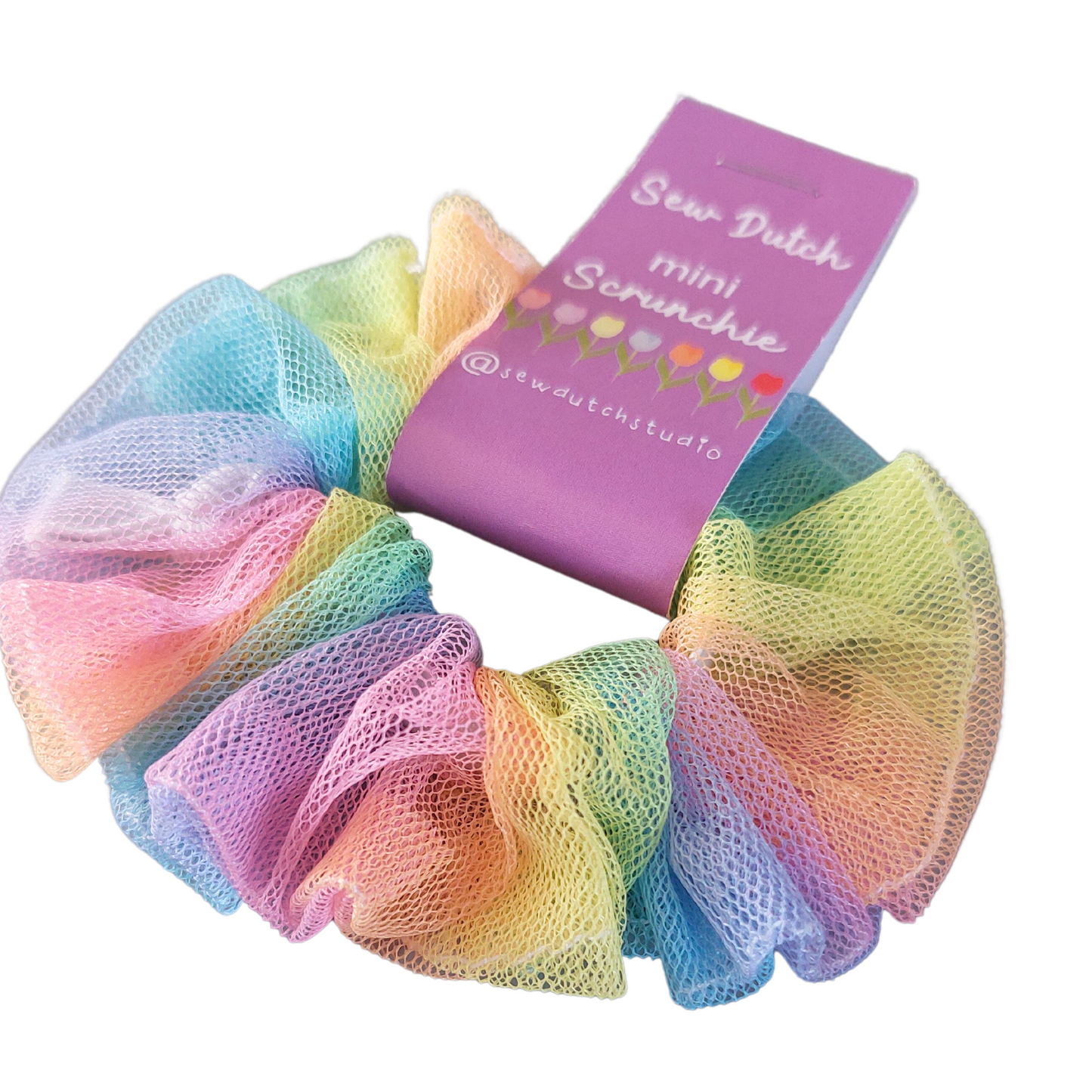 Mini scrunchie tulle pastel rainbow