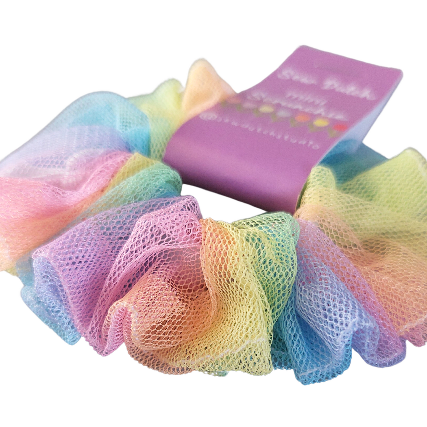 Mini scrunchie tulle pastel rainbow
