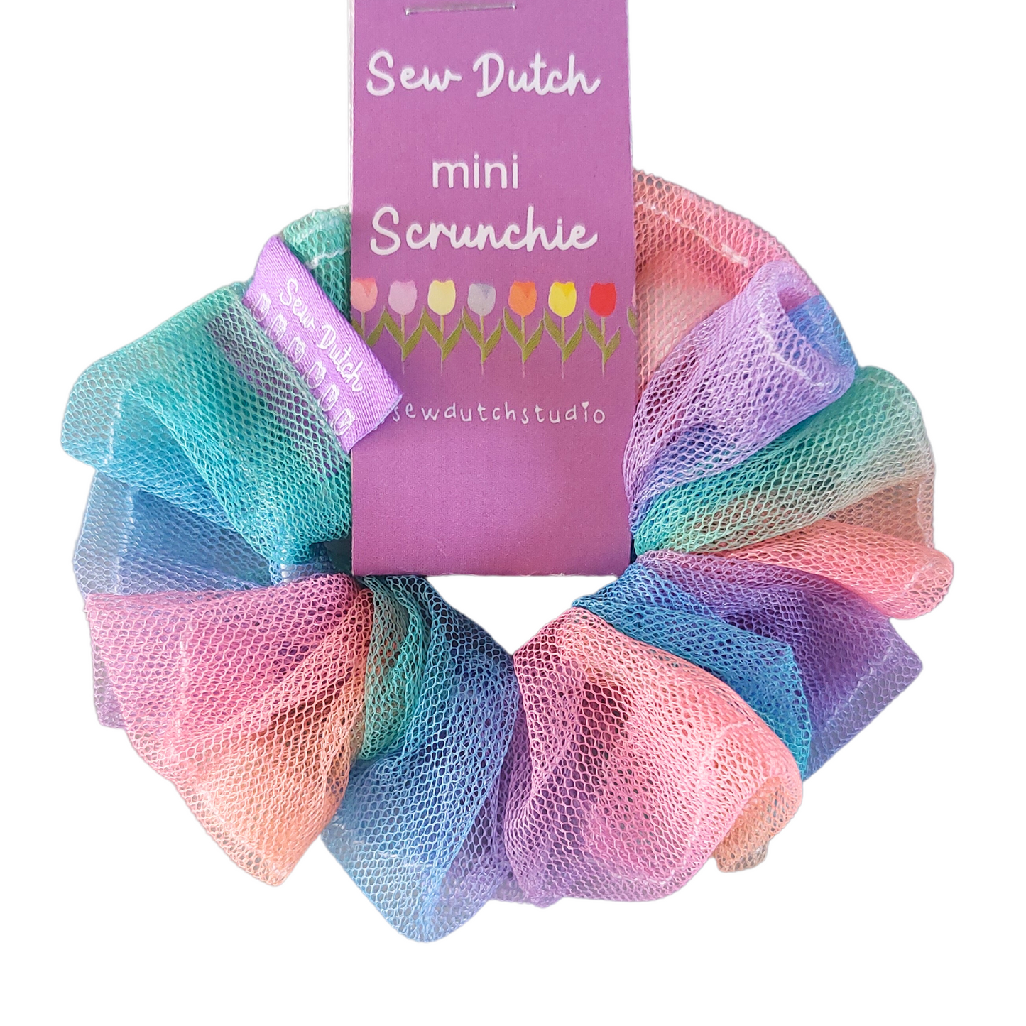 Mini scrunchie tulle pastel rainbow