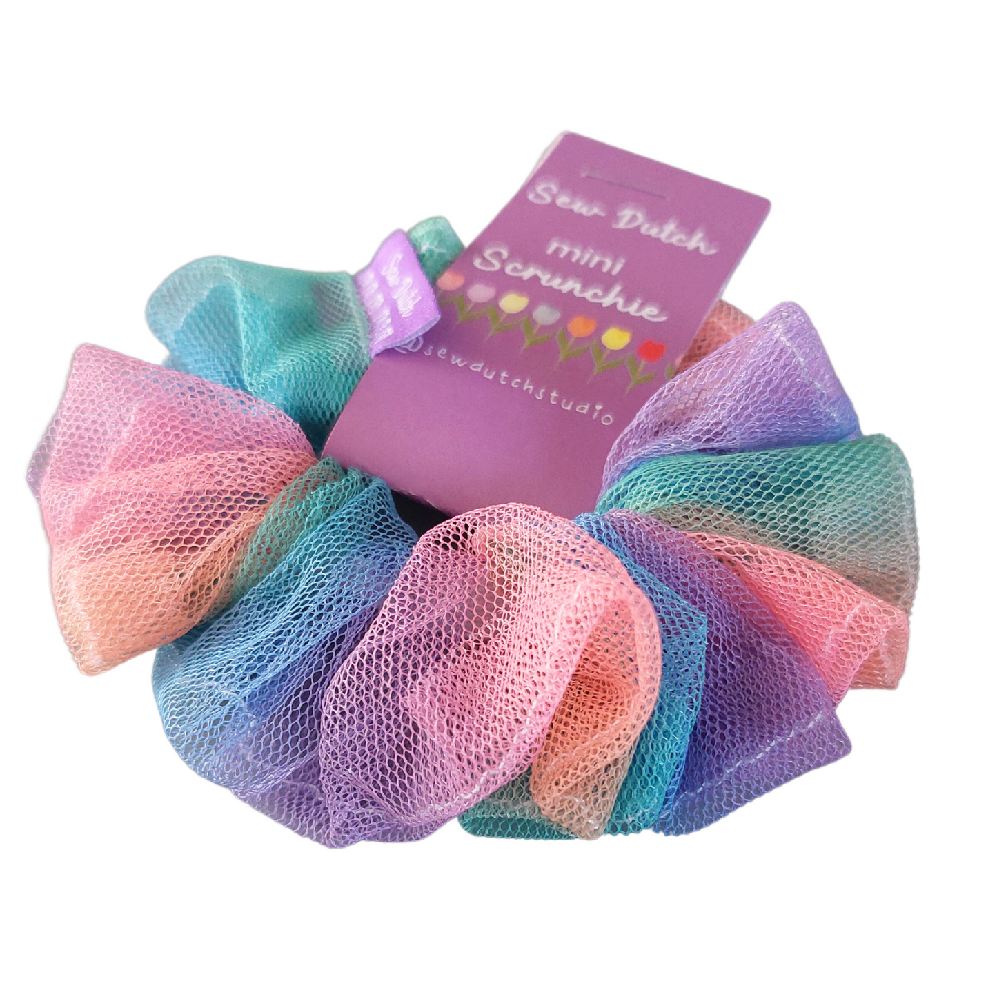 Mini scrunchie tulle pastel rainbow