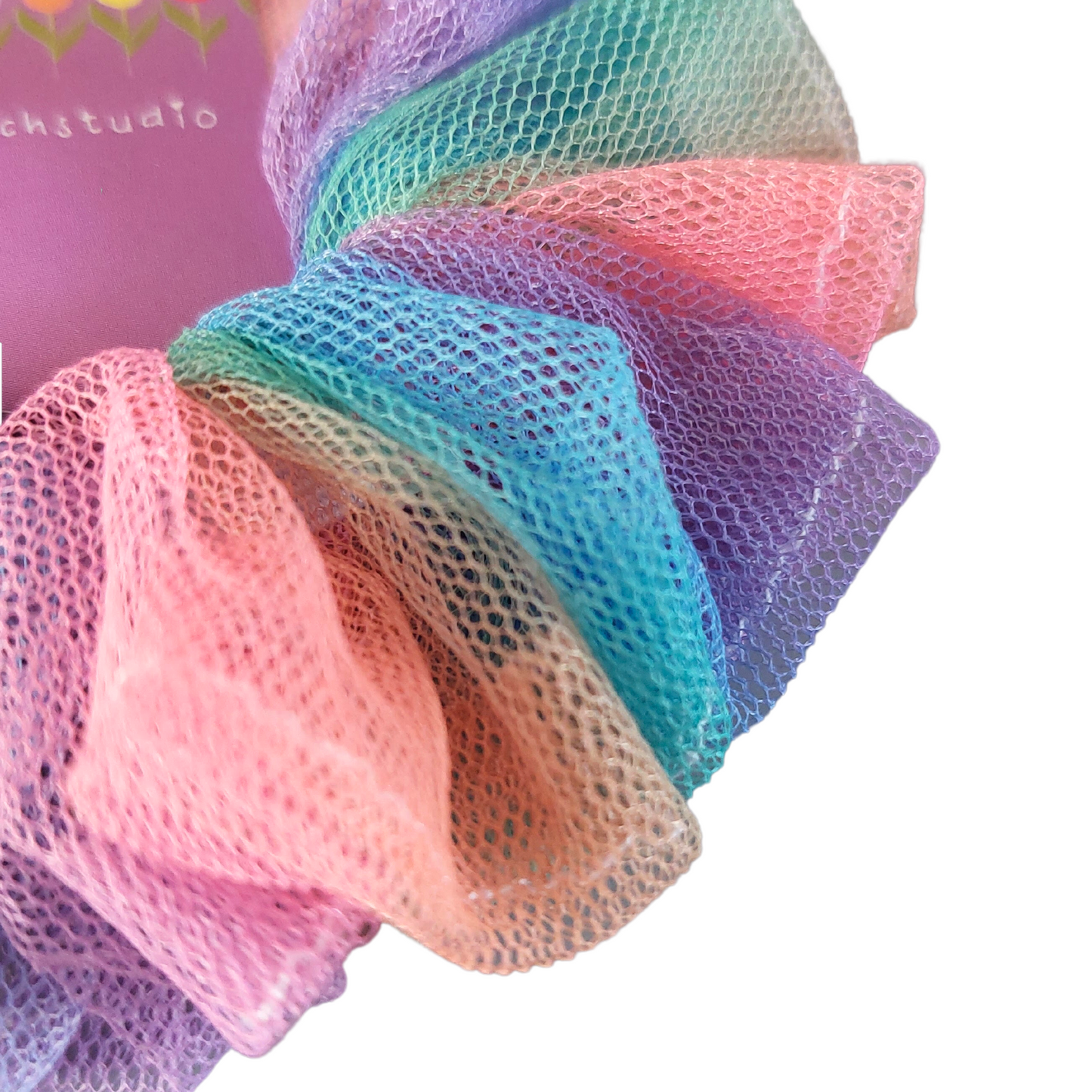 Mini scrunchie tulle pastel rainbow