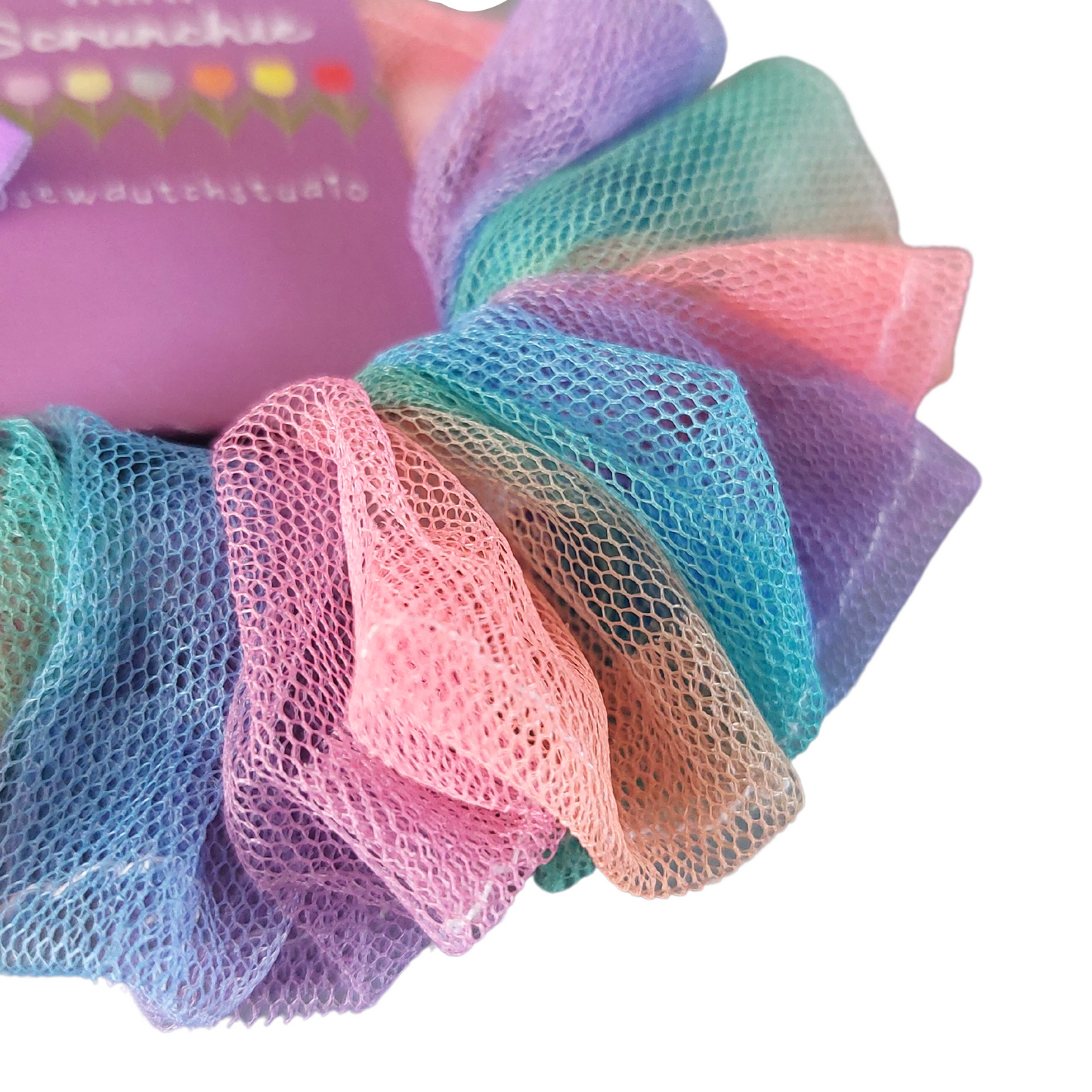 Mini scrunchie tulle pastel rainbow