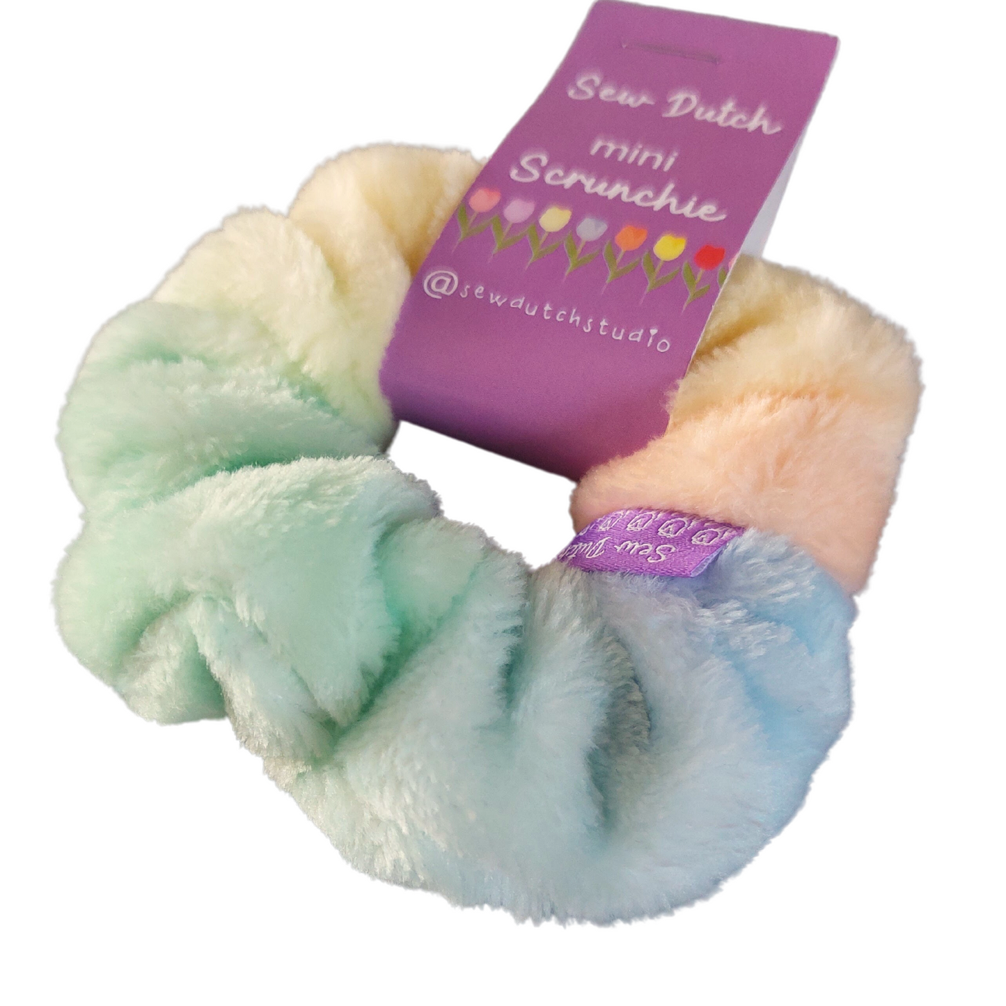 Mini scrunchie fleecy rainbow
