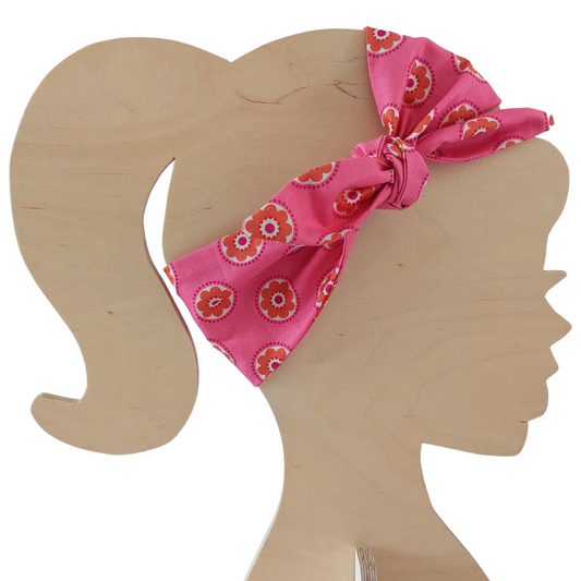 Retro Knotted Headband Pink Flower Power