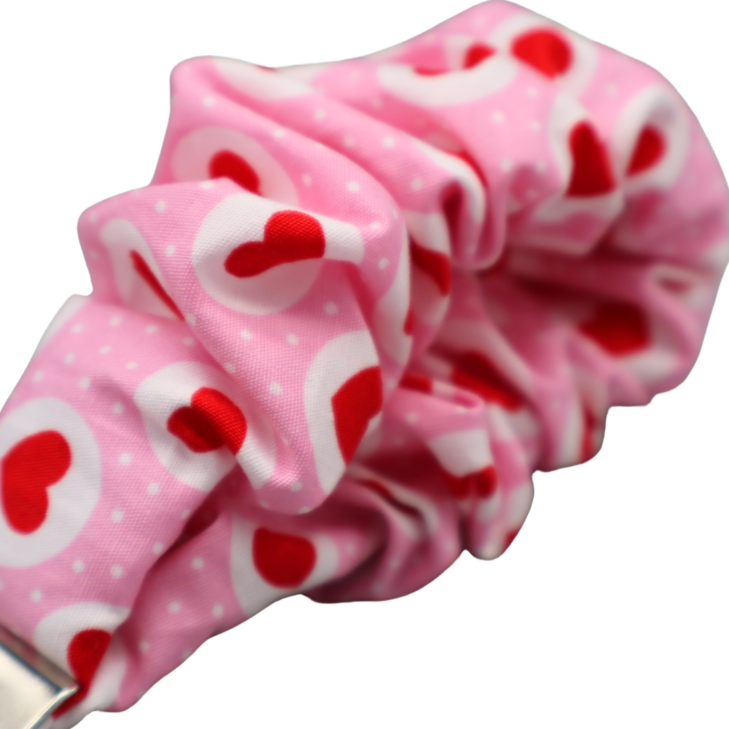 Key Fob Scrunchie Wristlet Pink Hearts