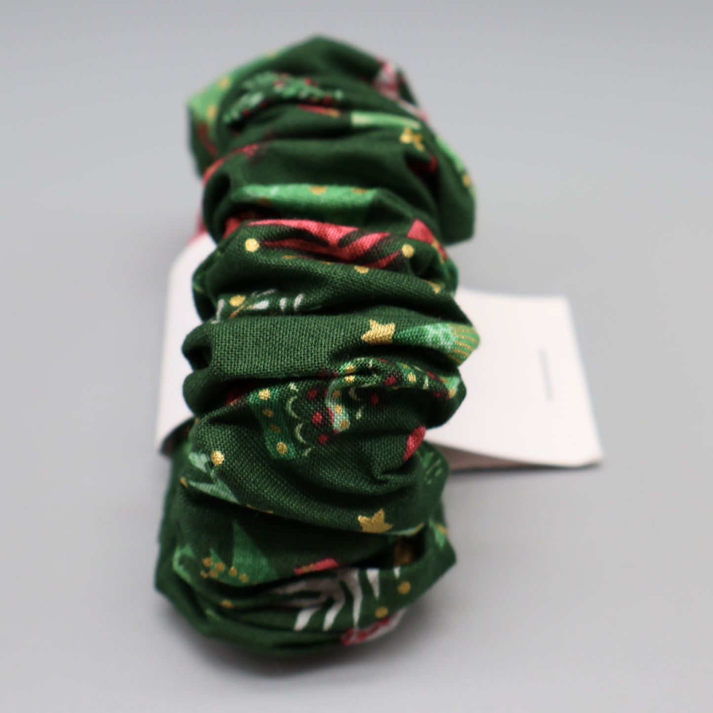 Wide elastic festive xmas trees scrunchie