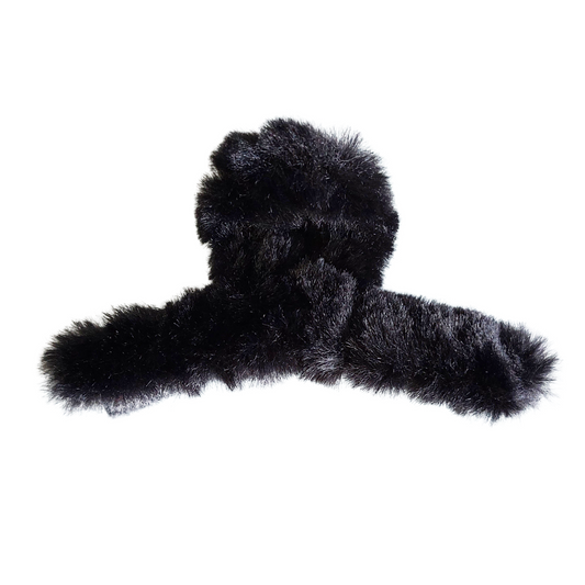 Black Plush Hair Claw