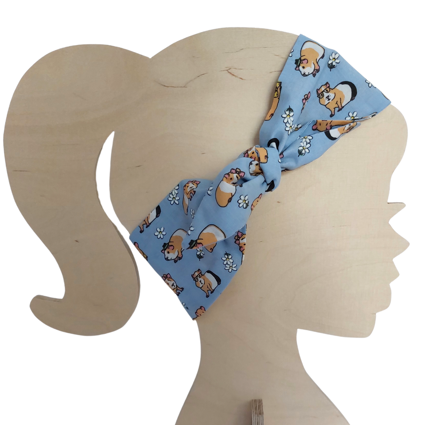 Retro Knotted Headband Guinea Pig Light Blue