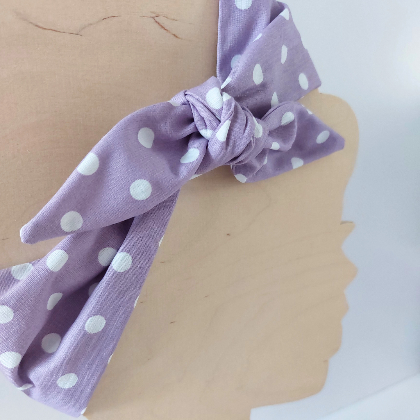 Retro Knotted Headband Polka Dot Lilac