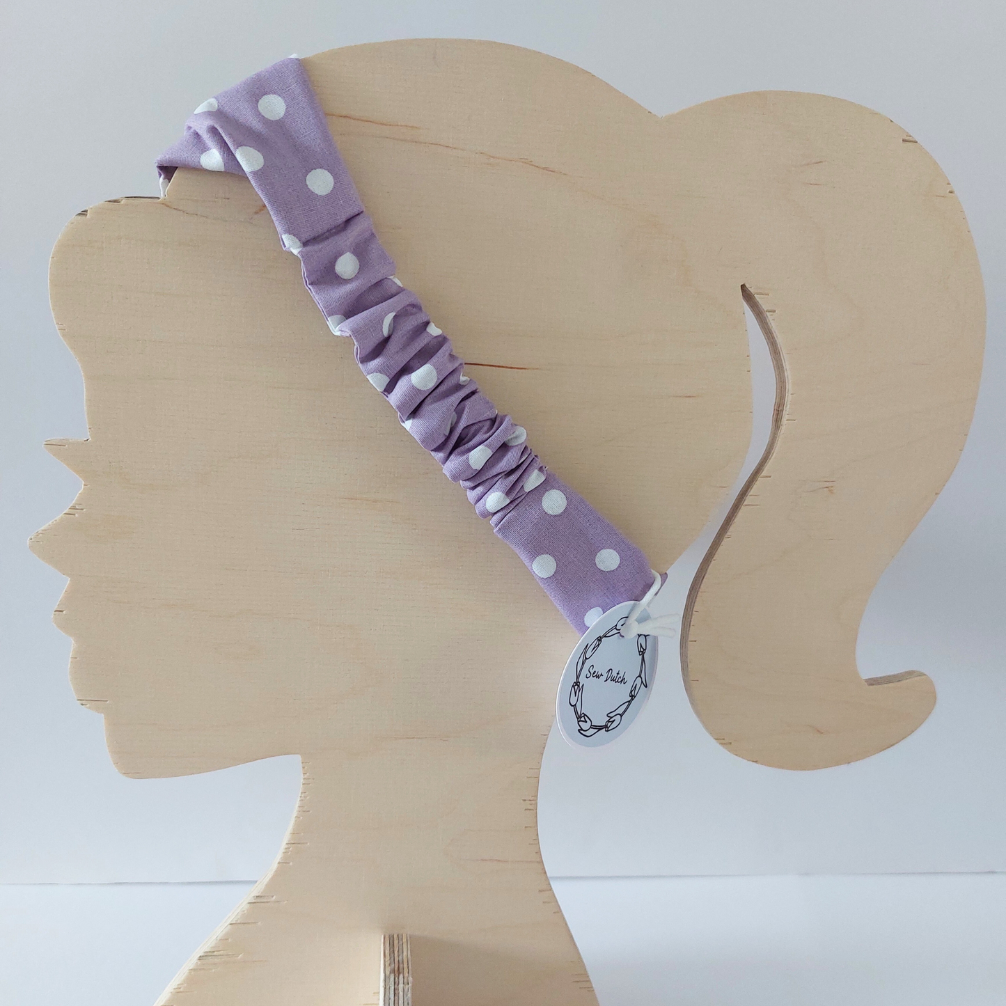 Retro Knotted Headband Polka Dot Lilac