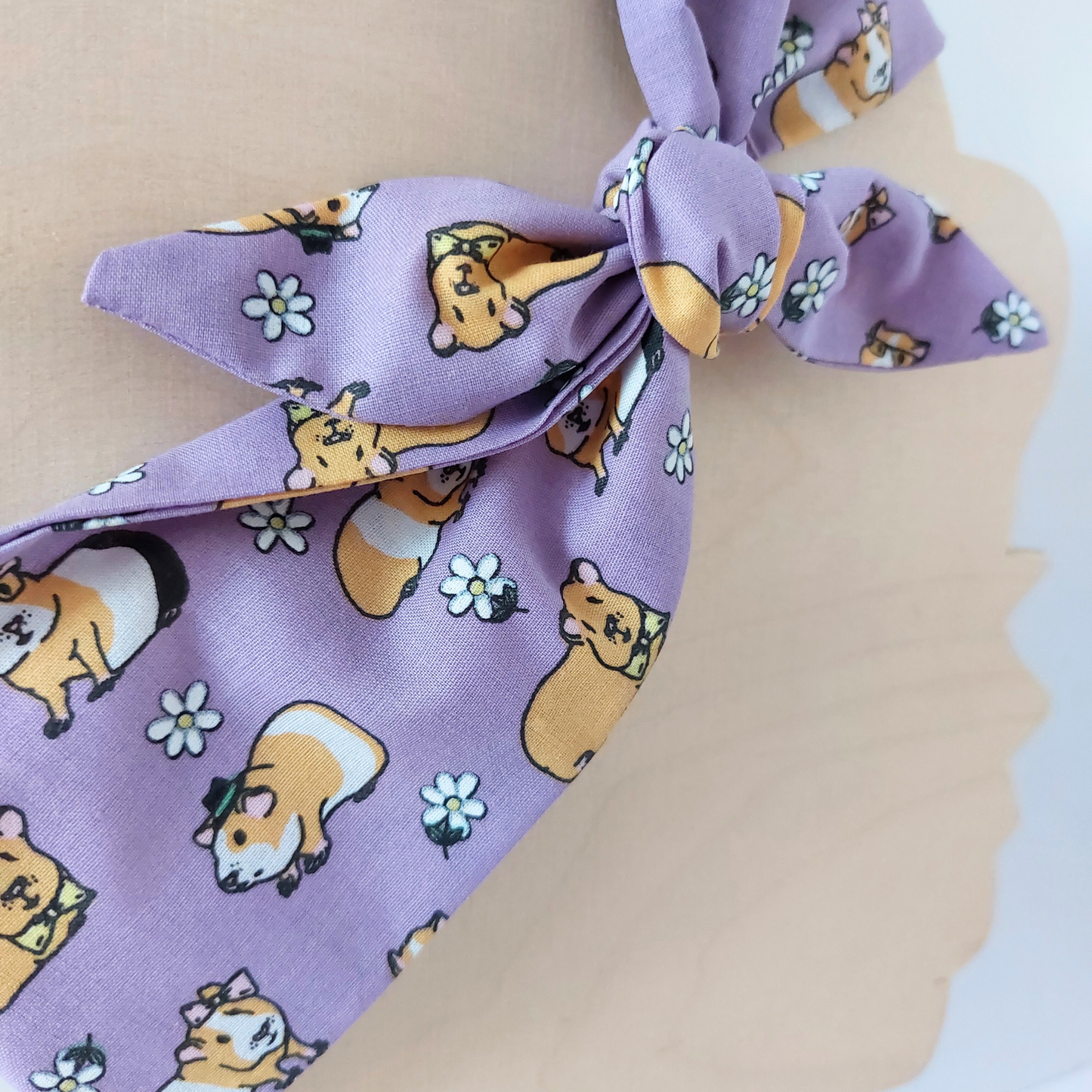 Retro Knotted Headband Guinea Pigs Purple