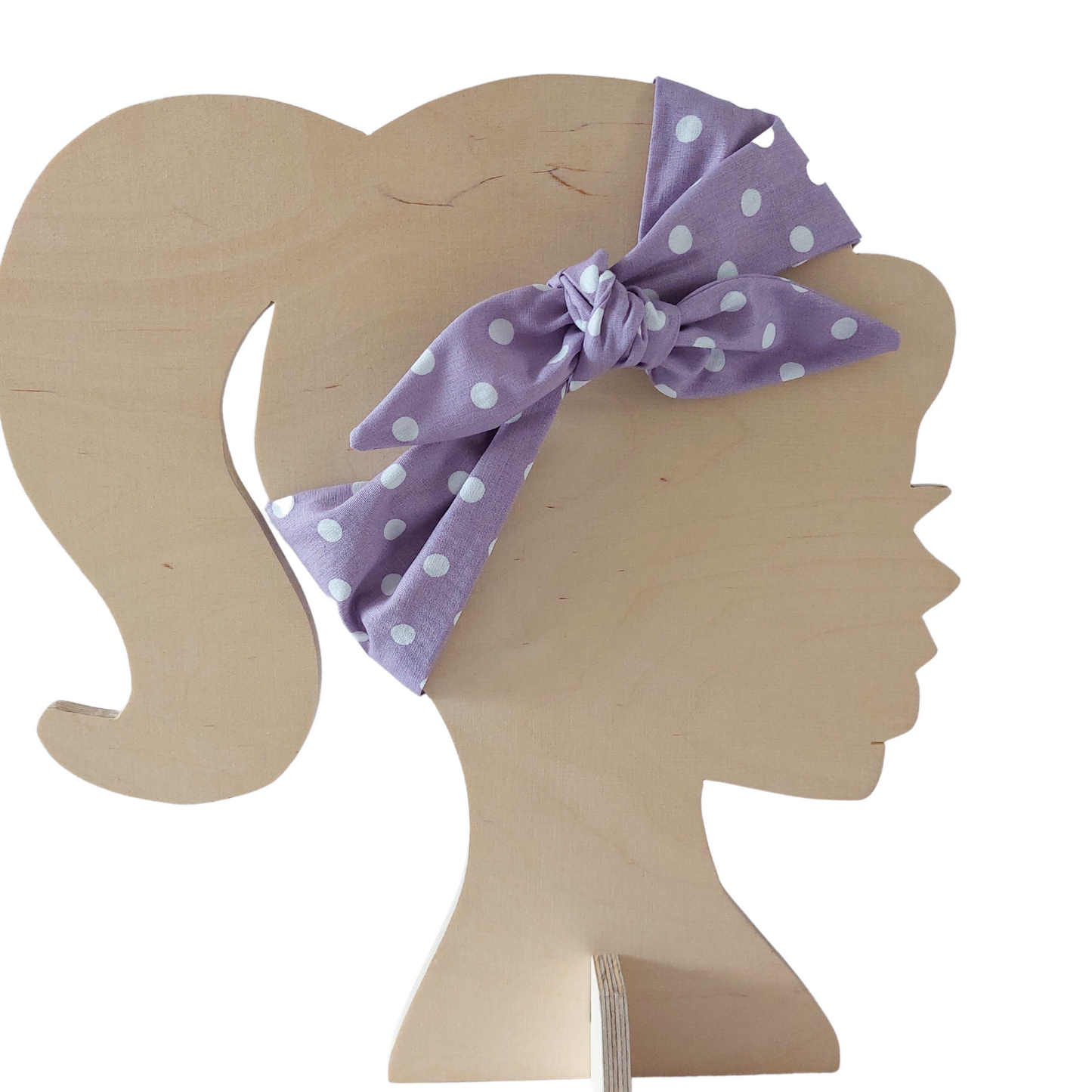 Retro Knotted Headband Polka Dot Lilac