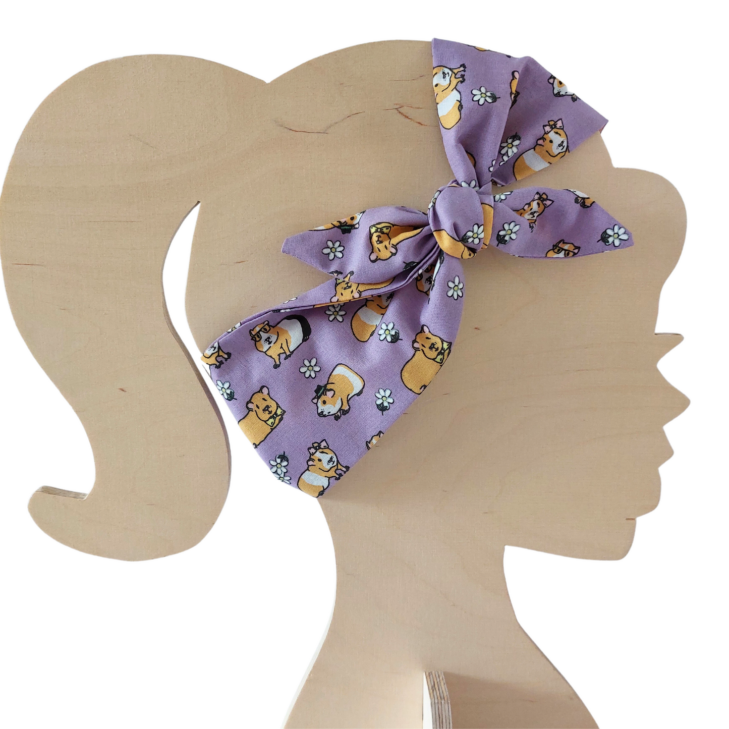 Retro Knotted Headband Guinea Pigs Purple