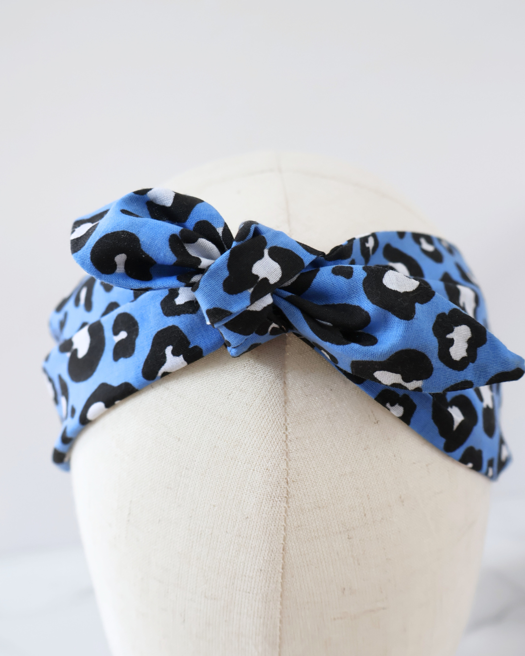 Retro Knotted Headband Leopard Blue